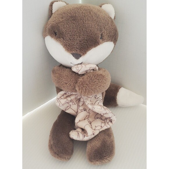 Carters Just One You Baby Brown FOX Security Blanket Rattle Plush Lovey Soft Toy - Picture 1 of 7